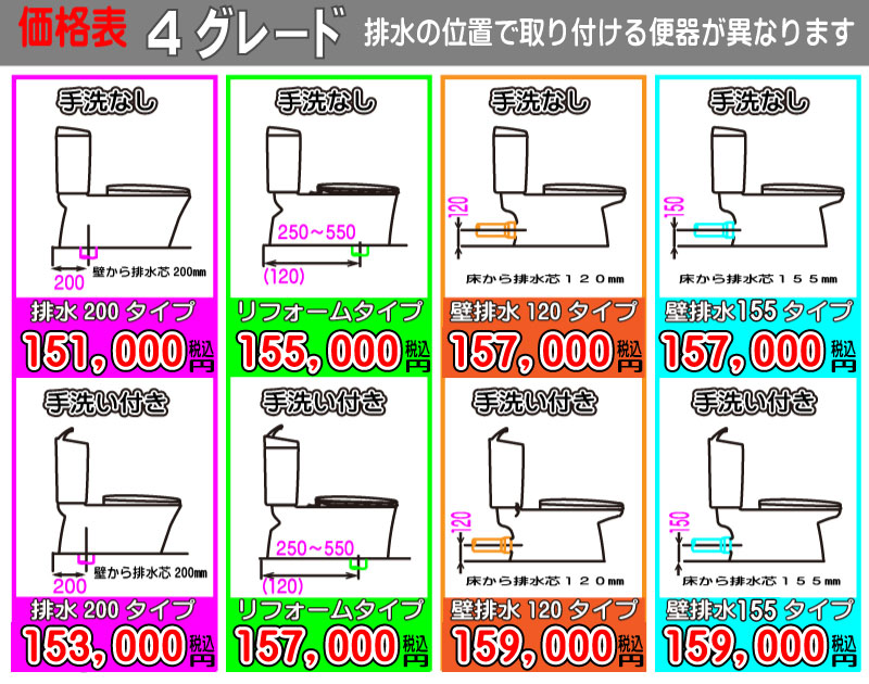 INAX アメージュシャワー 4グレード 価格表 INAX アメージュシャワ-トイレ 4グレード 各種価格表