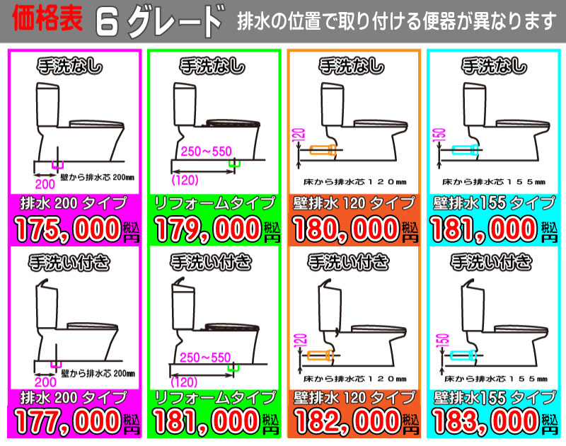 INAX アメージュシャワー 6グレード 価格表 INAX アメージュシャワ-トイレ 6グレード 各種価格表