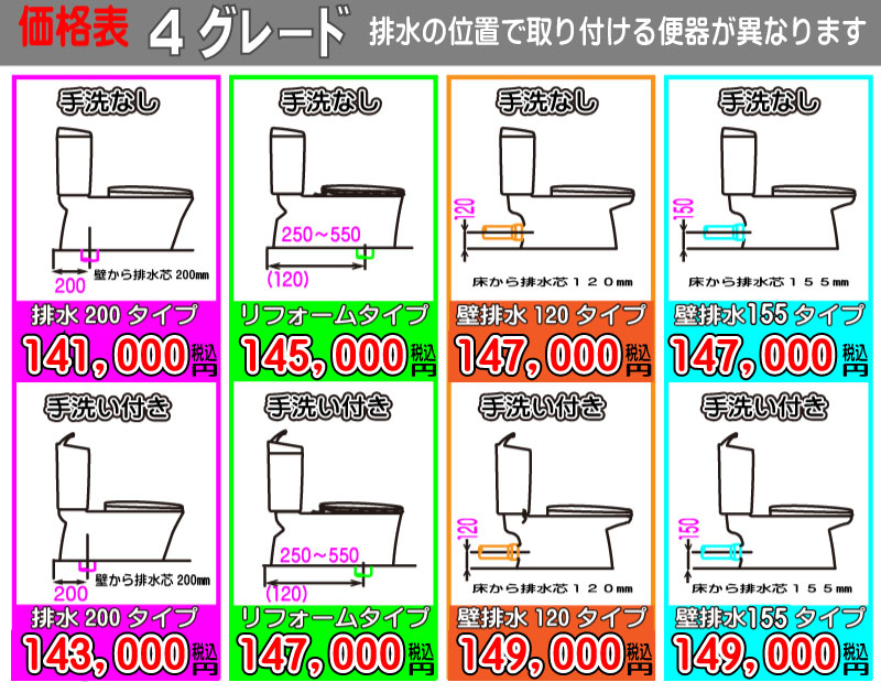 INAX アメージュシャワー 4グレード 価格表 INAX アメージュシャワ-トイレ 4グレード 各種価格表
