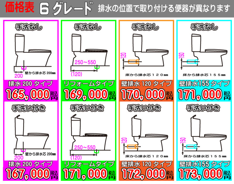INAX アメージュシャワー 6グレード 価格表 INAX アメージュシャワ-トイレ 6グレード 各種価格表